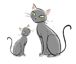 Hand-drawn image of two cats